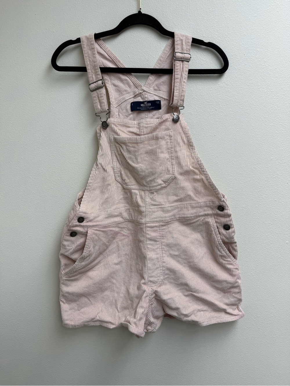 Hollister Pale Pink Corduroy Short Overalls